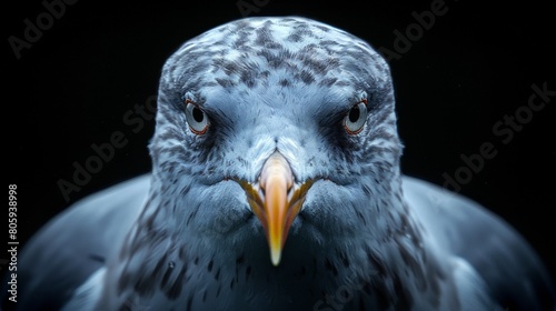 Close-up portrait of a seagull. Coast. White seagull. Yellow-orange beak. photo