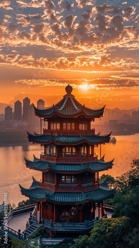 Chongqing hon pavilion sunset