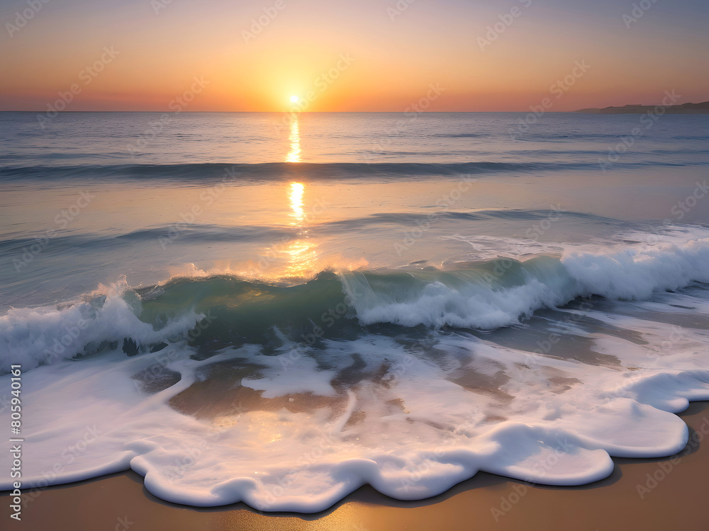 Sunset Sea Beach Landscape Art