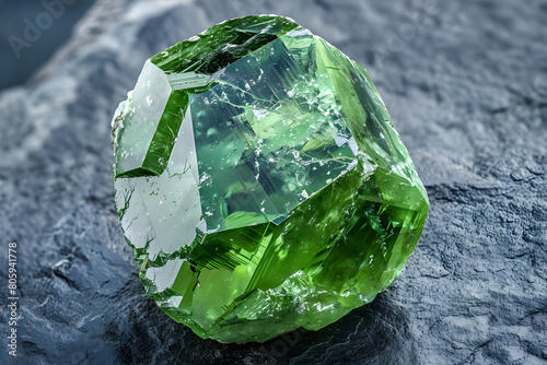 Awe-inspiring display of raw Tsavorite gemstone exuding brilliant green hues photo