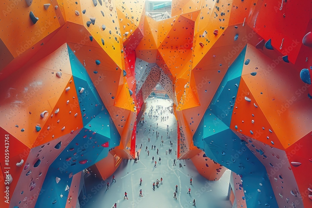 Naklejka premium rock climbing wall sport professional photography