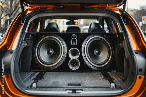 Powerful custom audio system in the car photo