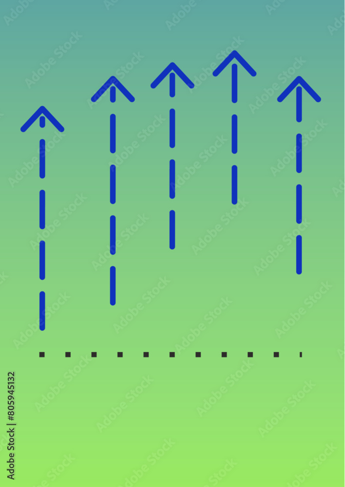 Background with arrows indicate process the graph up and down (success or failure) in marketing management progress. Perceptive art with different illustration such as apartment and condominium.