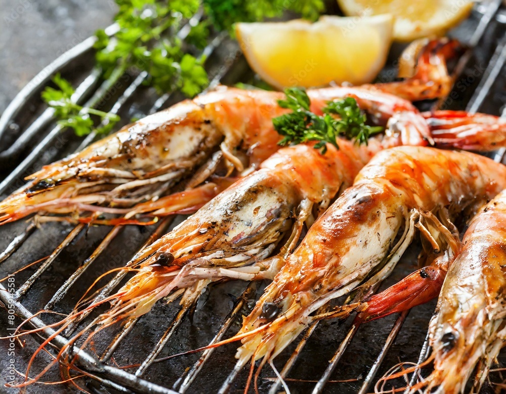Scampi auf dem Grill geröstet Scampi auf dem Grill geröstet