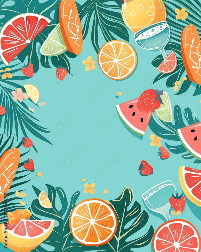  summer illustration frame