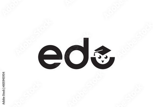 letter edu with owl logo. monogram smart education symbol vector design