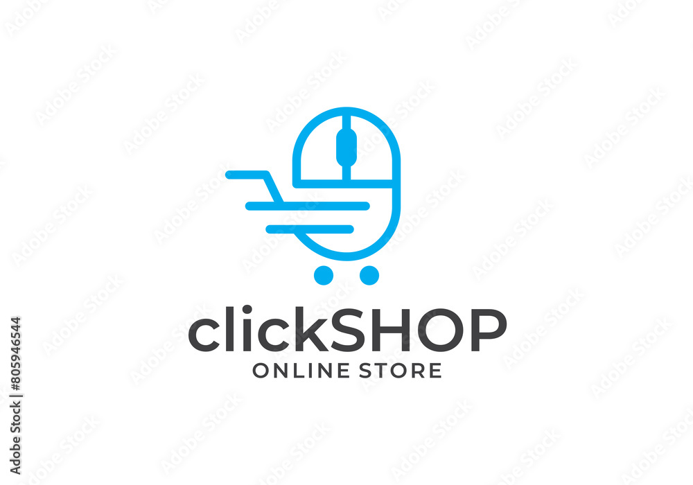 mouse click with shopping cart logo. online store delivery symbol vector design mouse click with shopping cart logo. online store delivery symbol vector design