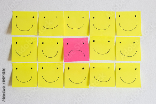 Canvastavla Sadness surrounded by happiness, adhesive notes
