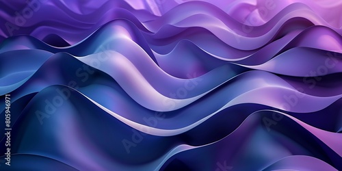 Purple and Blue 3D Undulating Geometry. Modern Background with Elegant Surfaces.