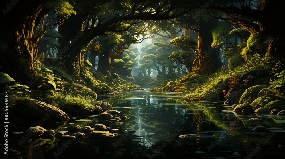 Silent Flow: River Through the Forest