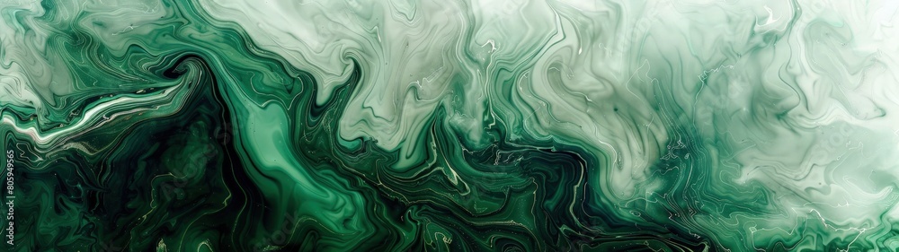 Fototapeta premium Dynamic abstract background of green oil paint strokes, can be utilized for printed materials such as brochures, flyers, and business cards.