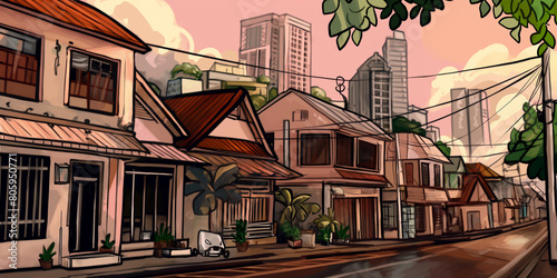 Home in Thai style, anime background style © Peece