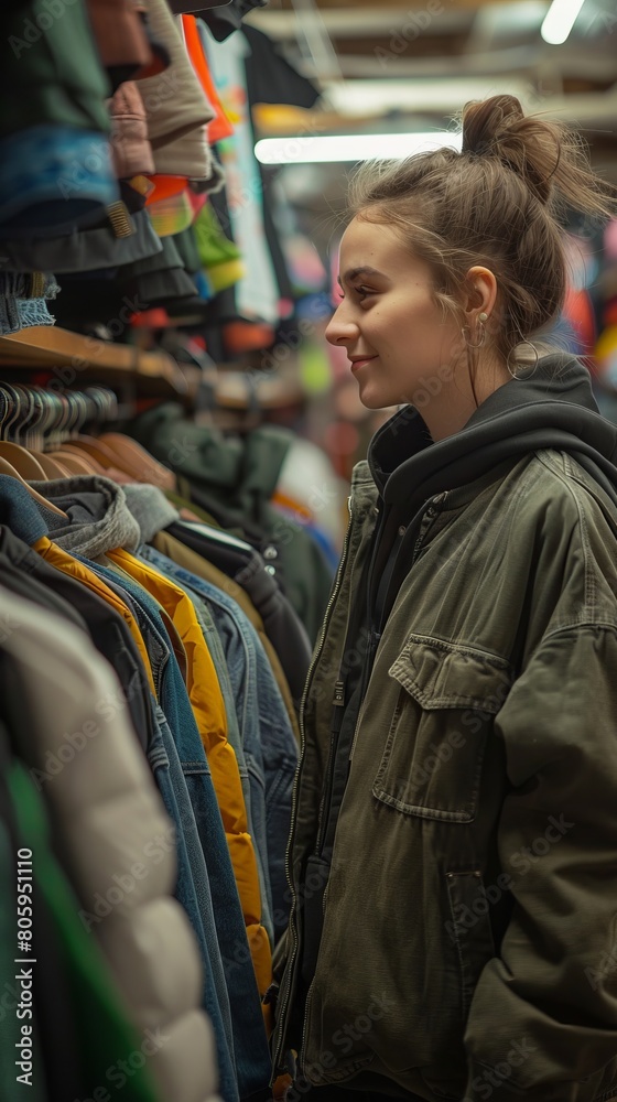 Young adult shopping for clothes at store Young adult shopping for clothes at store