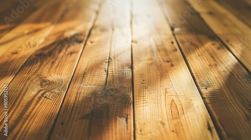 Flooring renovation, hardwood planks alignment close-up, natural wood texture, daylight  photo