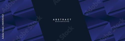 Dark blue, black abstract technological modern geometric banner background. dark navy blue gradient web header, promotional banner design for corporate, business, party, seminar, festive background