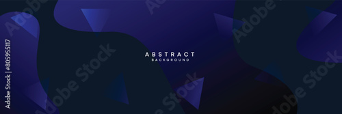 Dark blue, black abstract technological modern geometric banner background. dark navy blue gradient web header, promotional banner design for corporate, business, party, seminar, festive background