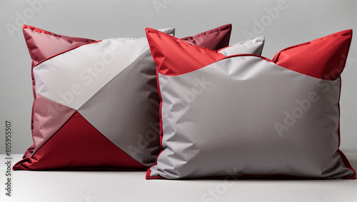 two red and gray pillows