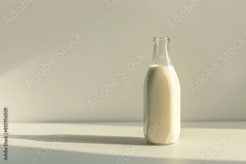 A bottle of milk in minimal white background AI Generated