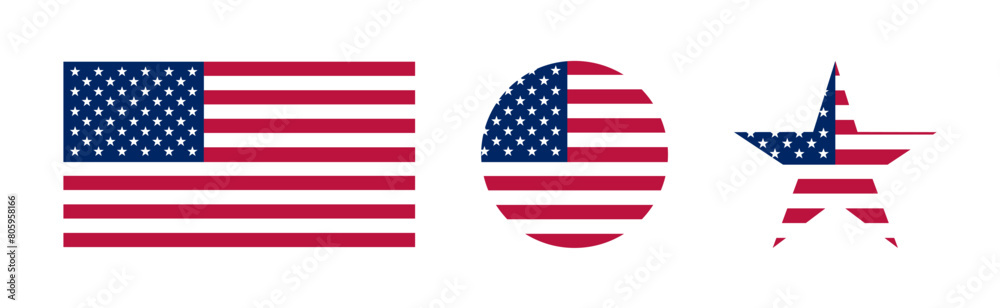 Flag USA. Memorial day. Banner in flat style. Vector illustration
