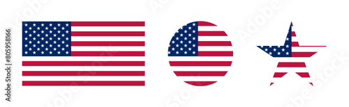 Flag USA. Memorial day. Banner in flat style. Vector illustration