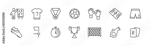 Soccer icon set. Football line icons. Vector illustration