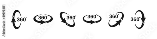360 logo. 360 degree icon set. 360 degree views. Vector