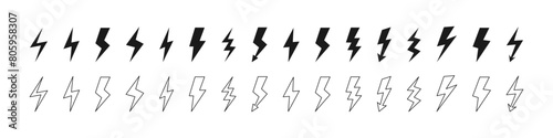 ightning bolt set. Lightning flash icons. Vector illustration