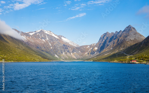 Gryllefjord of Norwegian Senja island. Located in Northern of Norway.