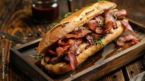 Bacon sandwich with sauce