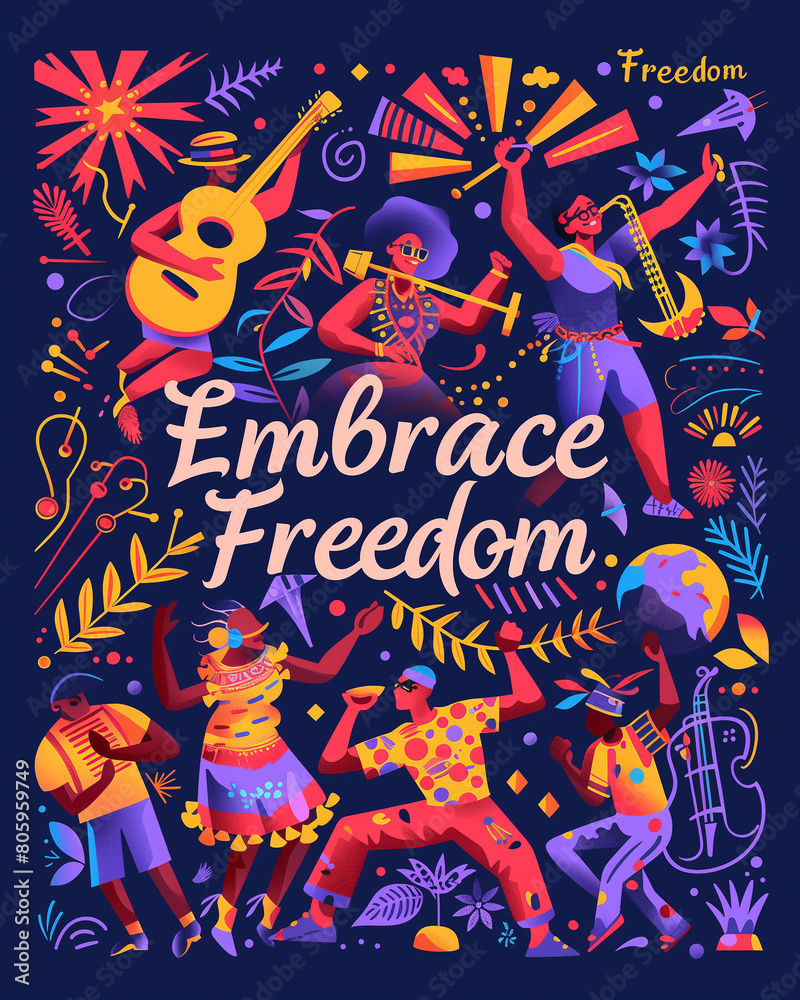 Obraz premium A festive vector illustration marking Juneteenth