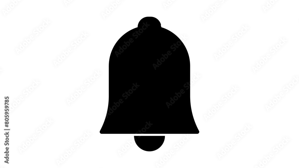 Black Bell Notification Icon, Alarm Bell Fill Icon, Flat Style, Vector Illustration. Black Bell Notification Icon, Alarm Bell Fill Icon, Flat Style, Vector Illustration.