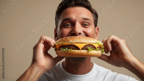 Man eating burger as well HD