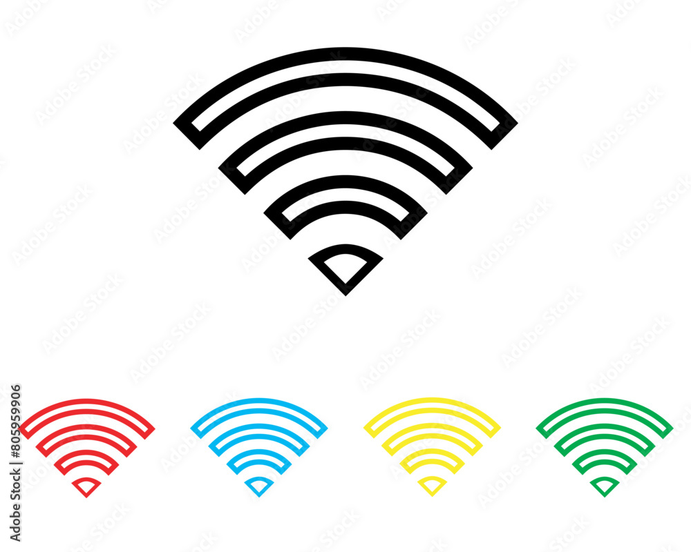 Wi Fi icon vector. Wireless icon sign symbol in trendy flat style. Set elements in colored icons. Wifi vector icon illustration isolated on white background Wi Fi icon vector. Wireless icon sign symbol in trendy flat style. Set elements in colored icons. Wifi vector icon illustration isolated on white background