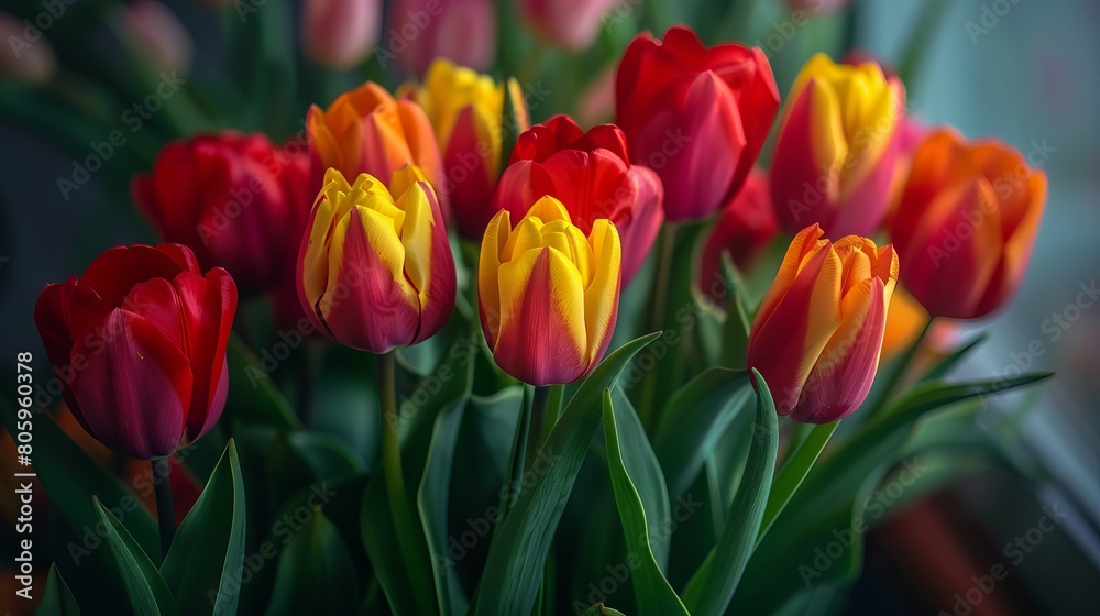 Colorful tulips background design