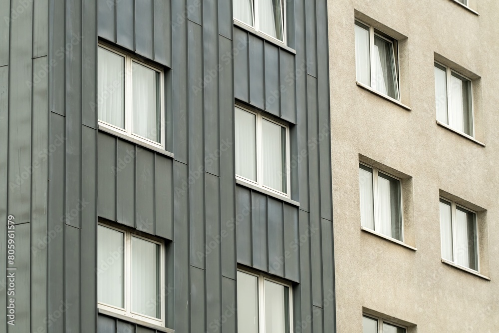 facade of residential buildings in a city center