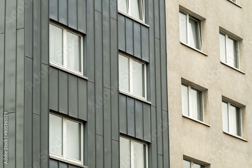 facade of residential buildings in a city center