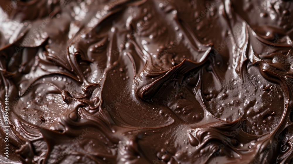 Glossy Swirling Dark Chocolate Close-Up Texture Glossy Swirling Dark Chocolate Close-Up Texture