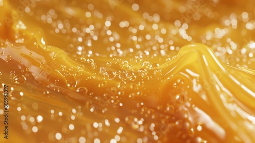 Golden Honey Drizzle with Bubbles Close-Up