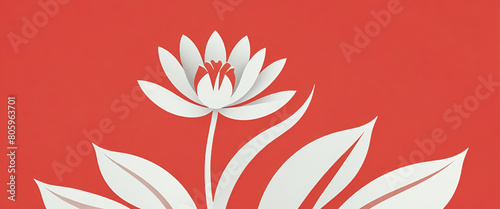 illustrazione di fiore con stelo e foglie in stile astratto contemporaneo photo