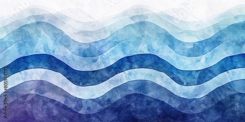 Watercolor wavy gradient thick line design in a series of blue colors photo