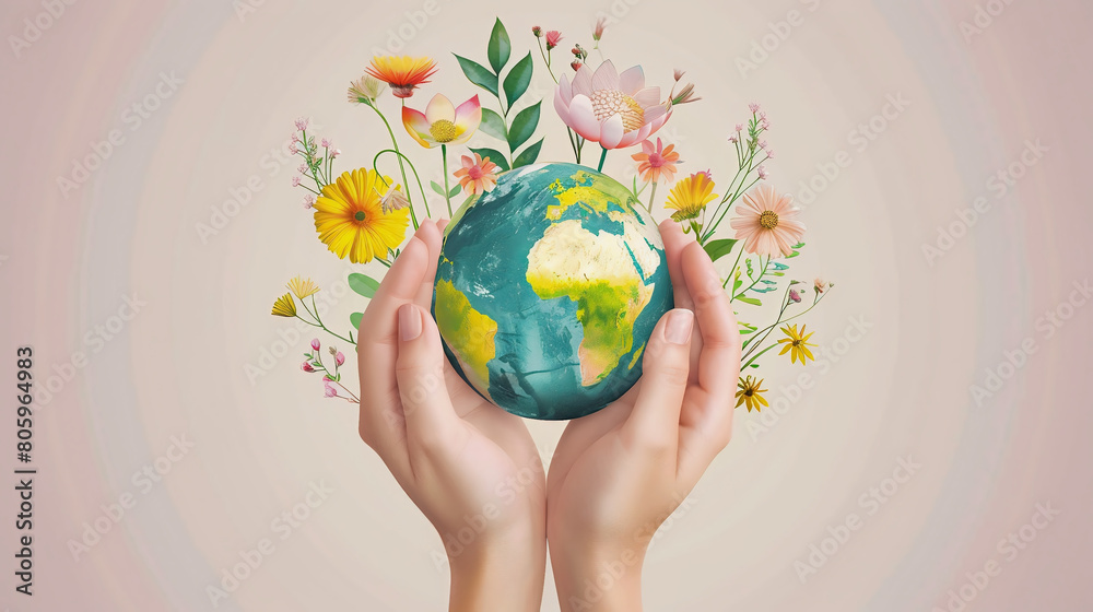 Poster for world environment day. Concept of protection of the earth we live on.
