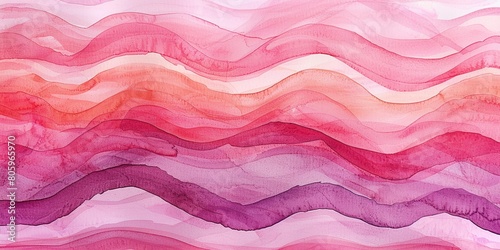 Watercolor wavy gradient thick line design in a range of pink colors