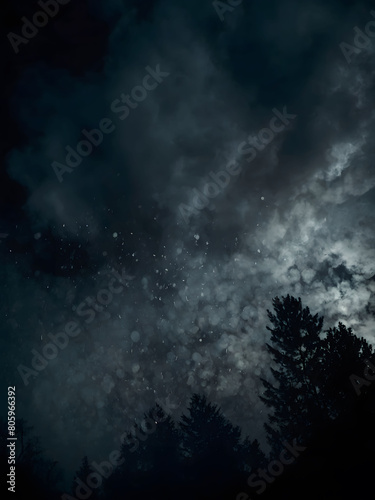 Shadowy Spectacle, Immerse Yourself in the Mysterious Aura of a Gray Grunge Smoke Texture Against a Backdrop of Dark Sky and Black Night Clouds, Perfect for Horror Themes