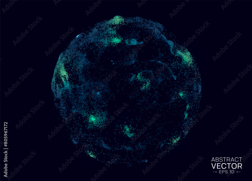 Sphere made of particles. Glowing 3d futuristic shape. Vector illustration. Sphere made of particles. Glowing 3d futuristic shape. Vector illustration.
