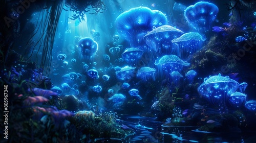 Underwater Eden's Bioluminescent Glow