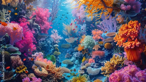 Vibrant Coral Reef Teeming with Life  The Underwater Tapestry of Colors and Forms