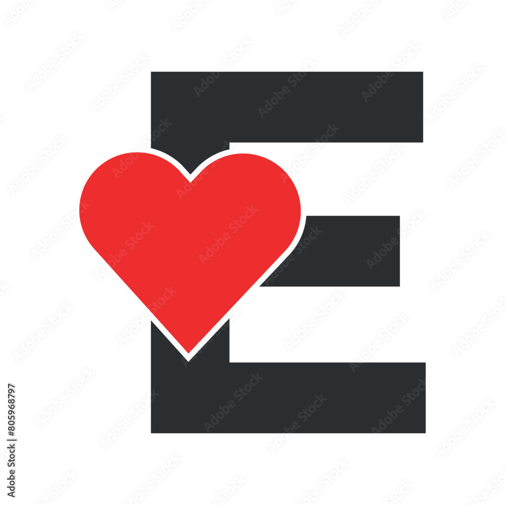 Initial Love Logo combine with letter E vector template Initial Love Logo combine with letter E vector template