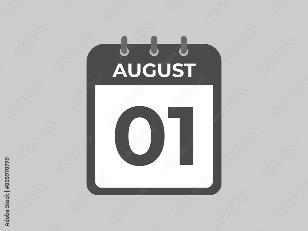 August 1 calendar reminder. 1 August daily calendar icon template. Calendar 1 August icon Design template. Vector illustration
August 1 calendar reminder. 1 August daily calendar icon template. Calendar 1 August icon Design template. Vector illustration
