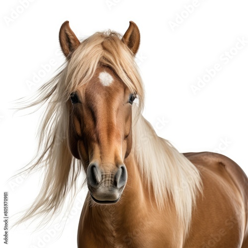 Long hairs horse isolated on white background
