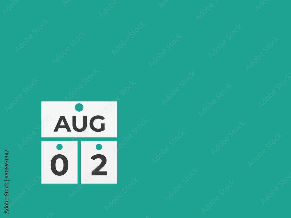 August 2 calendar reminder. 2 August daily calendar icon template. Calendar 2 August icon Design template. Vector illustration
